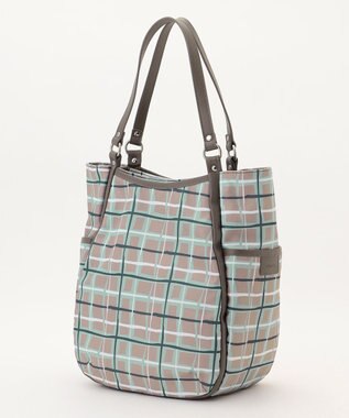 Y'SACCS ドローイングチェックトートバッグ グレージュ