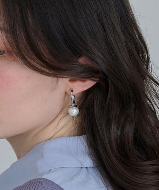 Phoebe ≪雑誌掲載≫〈金属アレルギー対応〉リップルパールフープピアス　シルバー/ステンレス/大ぶり/存在感◎/主役級 シルバー