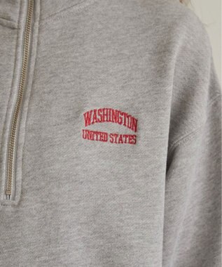 WEGO 【ANGIE VINTAGE】ワンポイント刺繍ハーフZIPスウェットプルオーバー 杢グレー