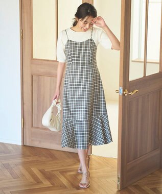 Feroux 【セットアイテム・洗える】パフスリーブニット×キャミソール ワンピース ブラック系2