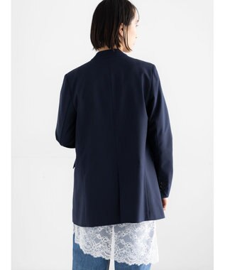 Te chichi ノーカラーダブルブレストジャケット ネイビー