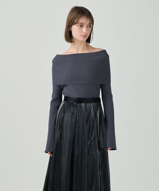 GRACE CONTINENTAL オフショルニットトップ グレー