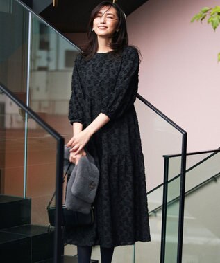 カットジャカードティアードワンピース