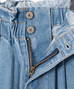 WEGO ウエストフリルマムデニムパンツ デニム淡色