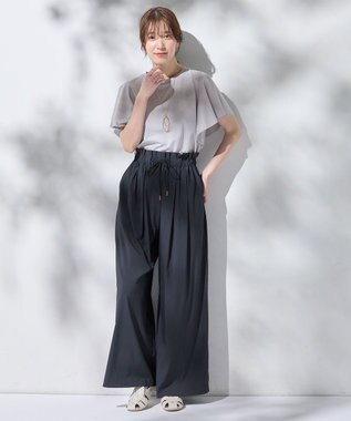 ANY 【新色追加/ウエストゴム】清涼リラックスハイウエストパンツ チャコール