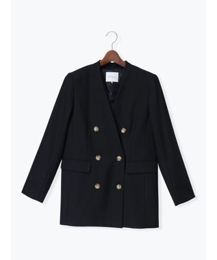 Te chichi ノーカラーダブルブレストジャケット ネイビー