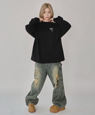 WEGO 【ユニセックス着用ITEM】別注BENDAVISワンポイントT（LS） ブラック