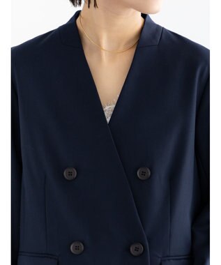 Te chichi ノーカラーダブルブレストジャケット ネイビー