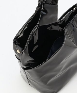 LA BAGAGERIE ポーチ付きエナメルトート Mサイズ ブラック