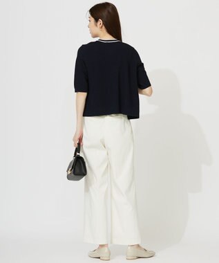 ANY SIS 【UVカット・洗える】リンクスバイカラー カーディガン ネイビー×オフ