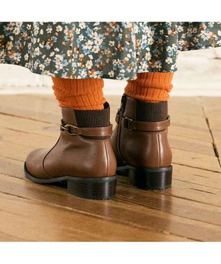 ing <ing>デザインショートブーツ ブラウン