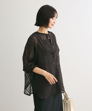 Green Parks ２ＷＡＹ　リーフジャガードシアーシャツ Black