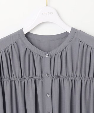 ANY SIS 【撥水】シャーリングシャツ ワンピース ダルブルー