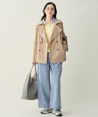 ANY L ファブリックコンビスキッパーニット イエロー×ブルー