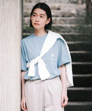 SHARE PARK LADIES 【UVカット・吸水速乾・ストレッチ・軽量 】ロゴポケットTシャツ（S・Mサイズ） サックスブルー系