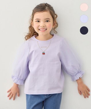 ANY KIDS チュール袖 七分Tシャツ