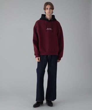 WEGO 【ユニセックス着用ITEM/MLサイズ展開】ワンポイントバイカラープルパーカー ワイン