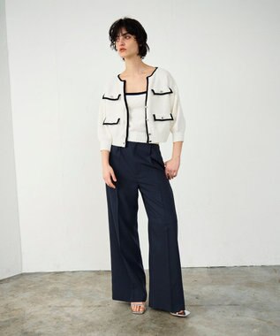 GRACE CONTINENTAL バイカラーニットノースリーブ ホワイト