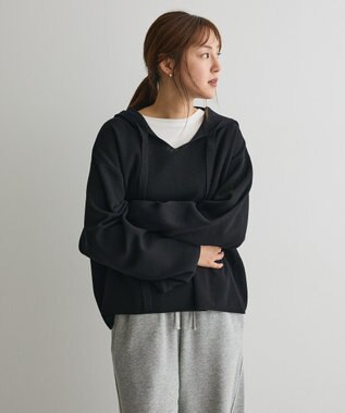 CRAFT STANDARD BOUTIQUE ハーフミラノニットフーディー＜ハンドウォッシャブル＞ Black