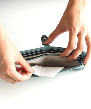 Atelier nuu 日本製 薄マチ本革 lim スマートロングウォレット ブルー