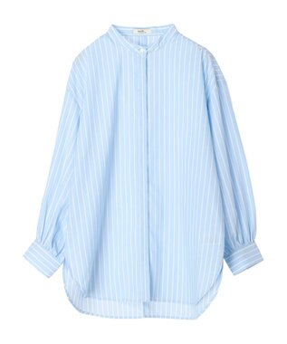 earth music&ecology バンドカラーストライプシャツ Sax