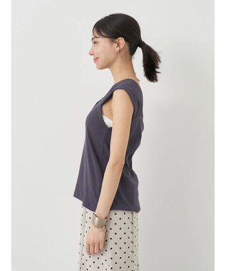 earth music&ecology リブフレンチタンクトップ Charcoal Gray