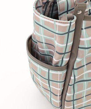 Y'SACCS ドローイングチェックトートバッグ グレージュ