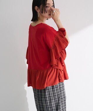 Green Parks 袖フレアドッキングカットプルオーバー Red