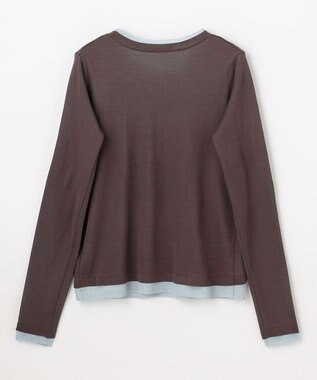 ANY カラーレイヤードニットTシャツ モカ×ブルー