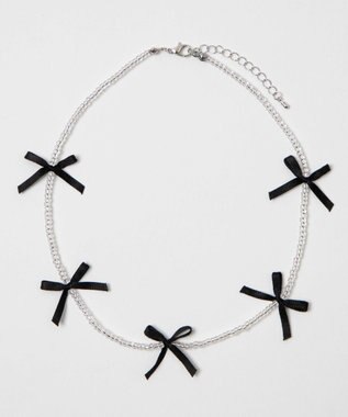 WEGO Lビーズサテンリボンネックレス 柄1