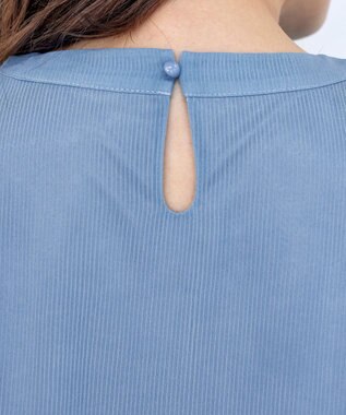 Tiaclasse 【洗える】ドビーシフォンパフスリーブブラウス ブルー