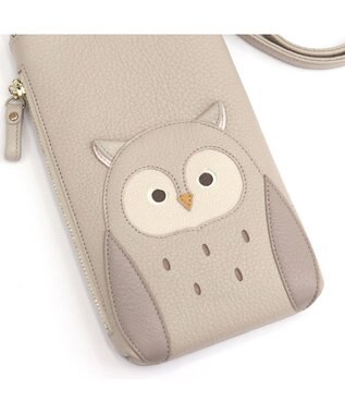 IBIZA アニマーダ　牛革　スマートフォンポシェット（フクロウ） ライトグレー