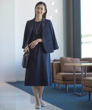 J.PRESS LADIES L 【洗える・吸水速乾】セオアルファピケストライプ テーラード ジャケット ネイビー系