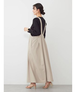 AMERICAN HOLIC 丈違いフロントタックジャンバースカート Gray Beige