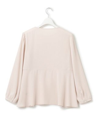 23区 L 【洗える】バックサテンアムンゼン ペプラム デザイン ブラウス ベージュ系