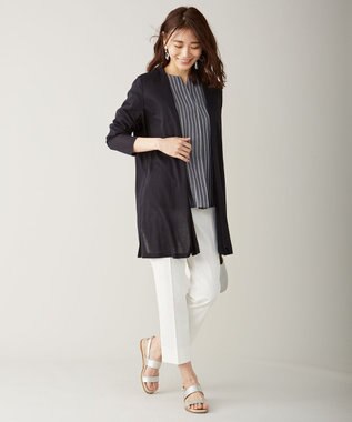 J.PRESS LADIES 【洗える】サテンストレッチ パンツ ホワイト系