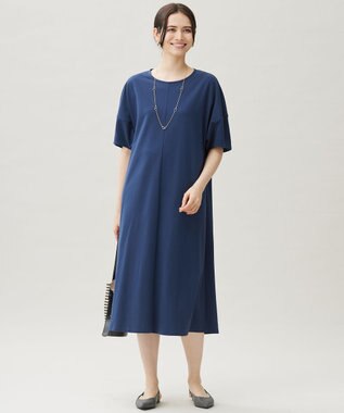 自由区 S 【接触冷感・UVカット・吸水速乾・抗菌防臭・洗える】ハイカウントモクロディ ワンピース コバルトブルー