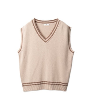 WEGO 【SCHOOL ITEM】メンズラインスクールニットベスト ベージュ