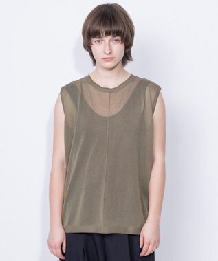 NAVE シアーニット ノースリーブ カーキ系