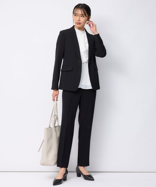 23区 【セットアップ対応】トリアセダブルジョーゼット パンツ ブラック系