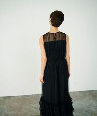 GRACE CONTINENTAL チュールティアードワンピース ブラック