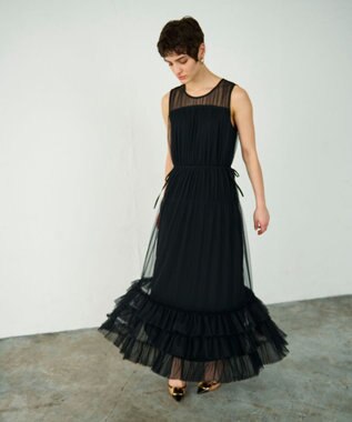 GRACE CONTINENTAL チュールティアードワンピース ブラック