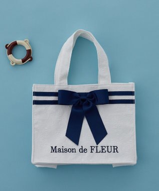 Maison de FLEUR ラインリボンジャカードスクエアトートバッグ