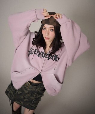 WEGO 【ユニセックス着用ITEM】グラフィックZIPパーカー ピンク