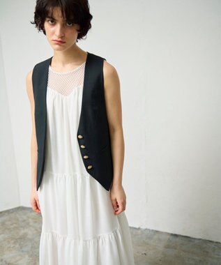 リネン混ツイルジレ