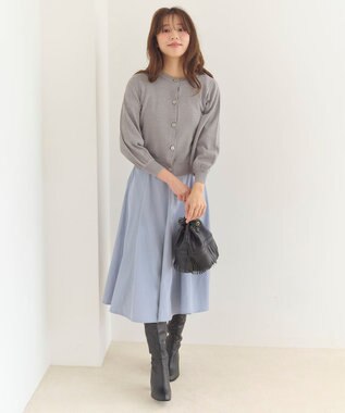 Feroux 【洗える】ラメニットカーディガン ライトグレー系