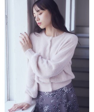 earth music&ecology ミニシャギーパールボタンカーディガン Light Pink