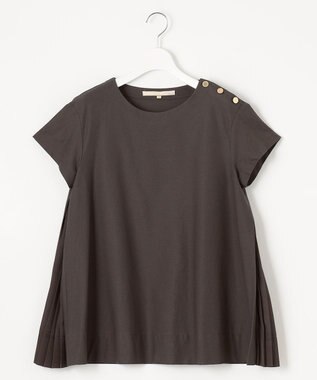 自由区 L 【洗える】ツイストプレインジャージーサイドプリーツ カットソー グレー系