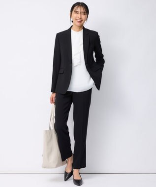 23区 【セットアップ対応】トリアセダブルジョーゼット パンツ ブラック系