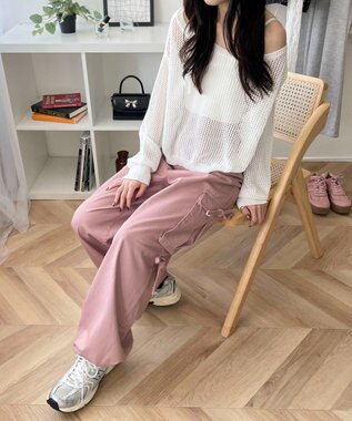 WEGO サイドリボンカーゴパンツ ピンク